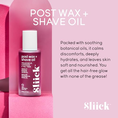 Sliick Post-Wax & Shave Oil 4 fl oz – Soothing Chamomile, Lavender & Tea Tree