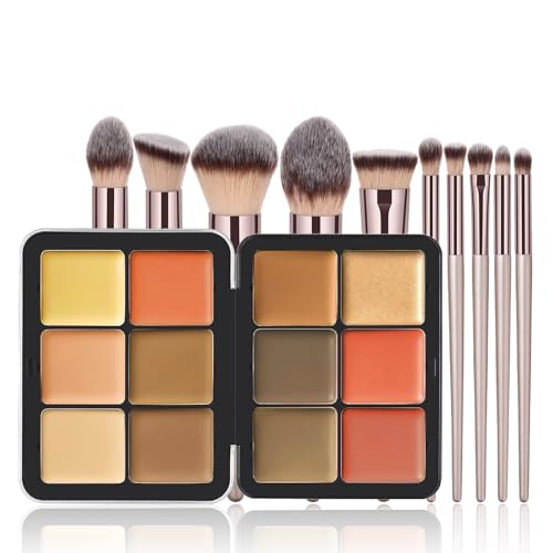 BrilliantDay Makeup Cream Contour Palette 12 Colors with Brush Set – Concealer & Highlighter