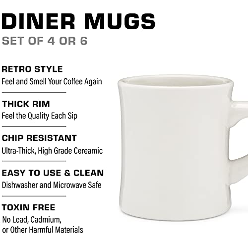 Coletti Retro Diner Mug - Heavy 11 oz Off-White Ceramic Coffee Mug