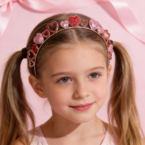 AHONEY Valentine Heart Red Headband for Women & Girls - Style 6