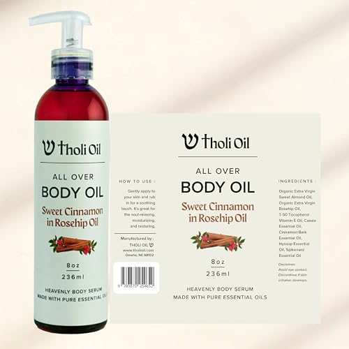 Tholi Oil Natural Body Oil for Dry Skin - Sweet Almond & Rosehip, 8 Fl Oz