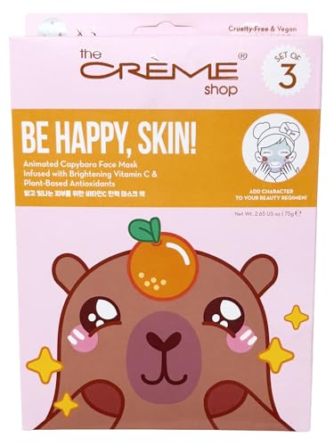 The Crème Shop Be Happy Skin! Capybara Sheet Mask Set - 3 Pack with Vitamin C