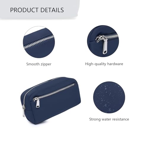 YONBEN Nylon Cosmetic Bag - Large Capacity Toiletry Organizer in Navy Blue