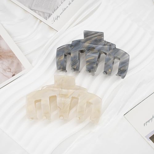 2 Pack Large Marble Acetate Claw Clips for Thick Hair - COZYISLE