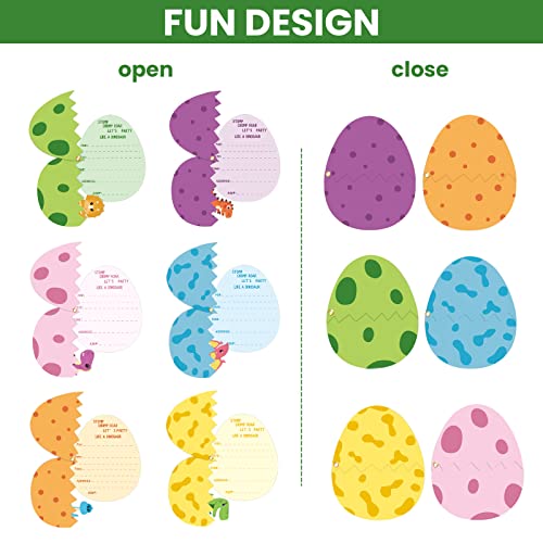 24 Dinosaur Birthday Party Invitations with Envelopes - Dino Eggs Design