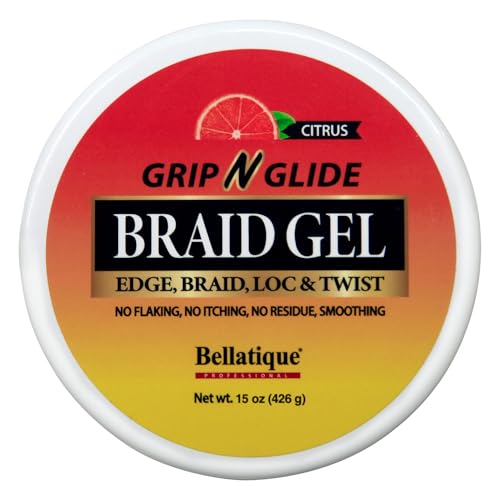 BELLATIQUE Grip N Glide Braiding Gel, Maximum Hold for Locs & Twists, 15 oz