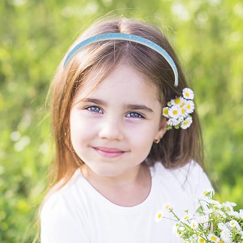 Glitter Headband Set for Girls - 4 Non-Slip Rainbow Hairbands