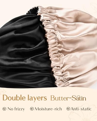 YANIBEST Adjustable Satin Bonnet - Reversible Silk-Feel Hair Wrap, Champagne