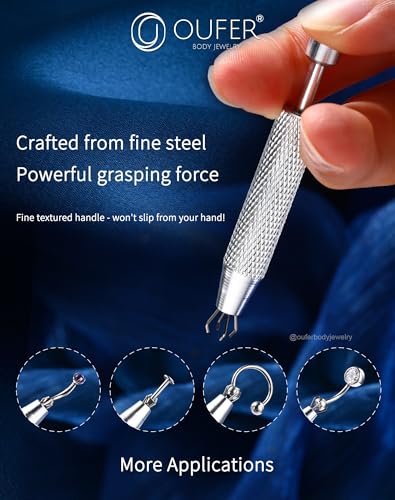 OUFER Piercing Ball Grabber Tool for 16G 18G Earrings & Body Piercing