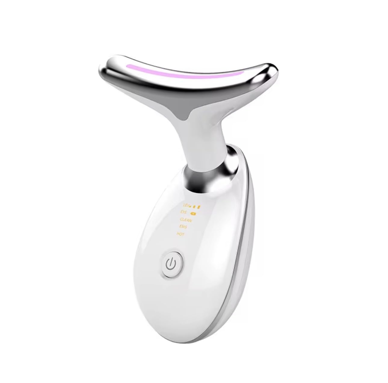 7-in-1 Facial Neck Massager with EMS Microcurrent, LED Color Light Therapy, Hot Compress, Skin Tightening, White