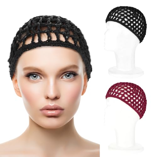 WLLHYF Black/Red Long Hair Wig Cap Mesh Net for Braiding & Weaving