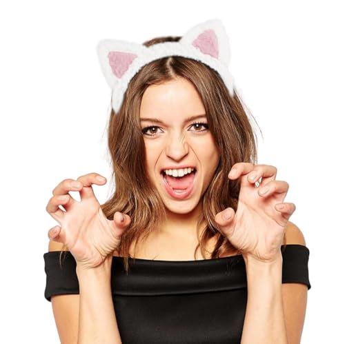 Huachi Plush Cat Ears Headband - 2 Pack for Makeup & Spa
