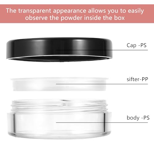 2pcs 10ml Travel Refillable Loose Powder Containers with Sifter