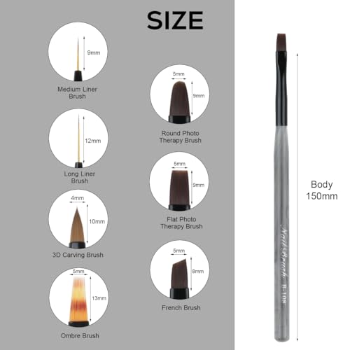 7Pcs Nail Art Brushes Set NB-111-WB-7PCS by YIHUALE – Professional Gel Polish Design Tools