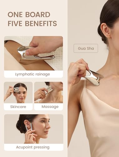 Lemove Stainless Steel Gua Sha Facial & Body Lymphatic Drainage Massager - Silver