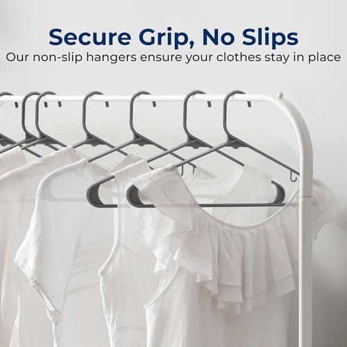 SereneLife 10 Pack Plastic Hangers - Durable, Space-Saving Clothes Organizers