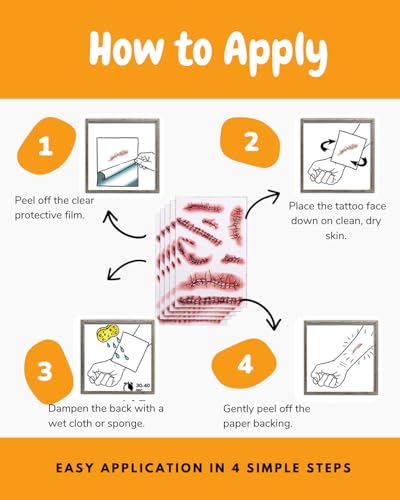 5PC Realistic Fake Bloody Wound Tattoos - Waterproof Halloween Makeup