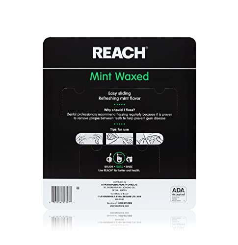 REACH Waxed Dental Floss - Mint, Shred Resistant, 55 Yards