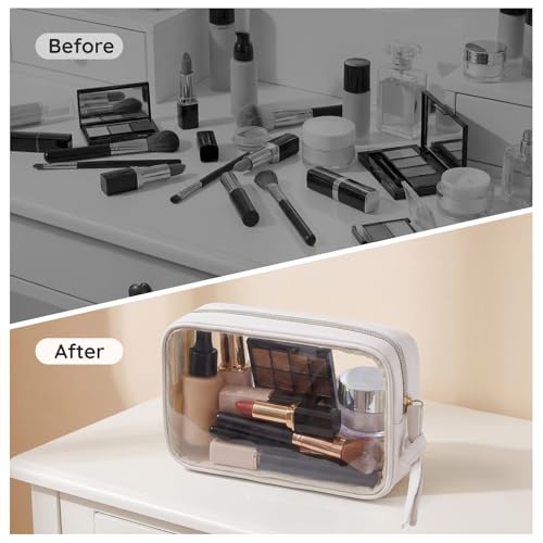 Segbeauty 2-Pack Medium Clear Travel Toiletry Bags - Waterproof Makeup Organizers
