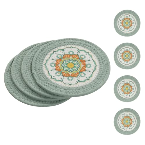 SHACOS Sage Green Cotton Trivet Mats - 8 Inch, 4 Pack
