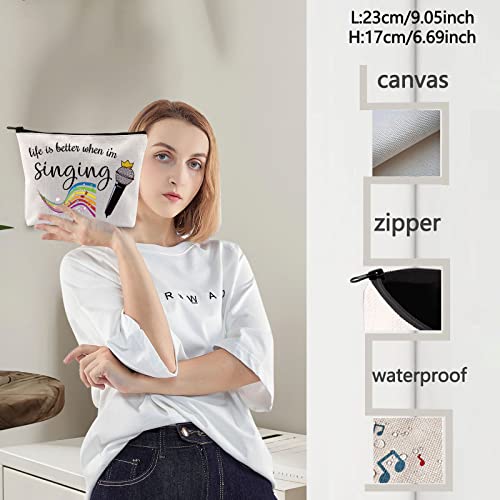 LEVLO When I'm Singing Makeup Bag | Music Lover Gift Canvas Pouch 23x17cm