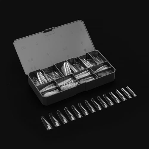 Aprés Gel-X Coffin Nail Tips Box - 280 Soft Tips with 14 Sizes, Long & Half-Sizes