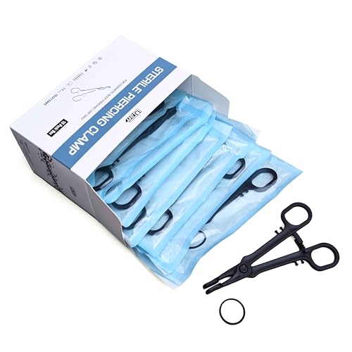 UAN Sterilized Piercing Forceps with Rubber Band - Pack of 10