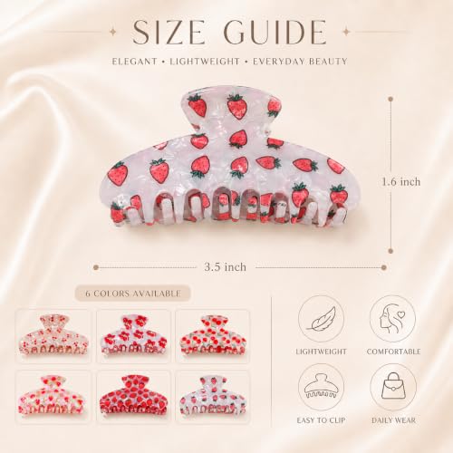 Fruit Hair Claw Clips for Women - Cherry Strawberry, 4pcs 3.54in