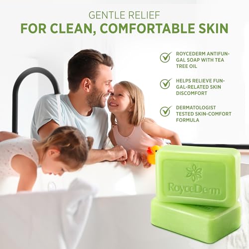 Roycederm Antifungal Bar Soap with Tea Tree Oil - 4 Ounce Pack of 2 for Athlete’s Foot, Jock Itch & Ringworm Treatment