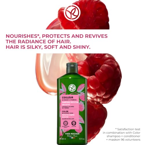 Yves Rocher Raspberry Vinegar Shampoo for Blonde & Light Hair - Sulfate-Free Color Protection, 10.1 fl oz