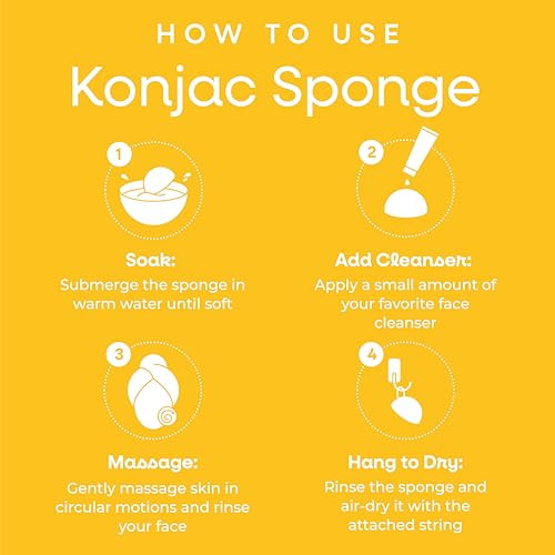 Large Konjac Face Sponge Set - Natural Exfoliating Sponges for Daily Cleansing (3pcs)