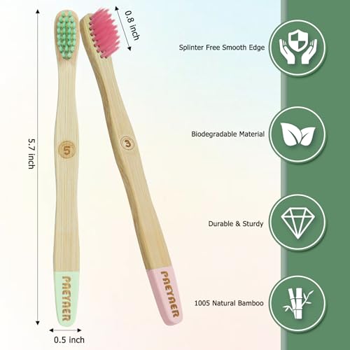 Bamboo Kids Toothbrush Set - 6 Pack Extra Soft Eco-Friendly Brushes