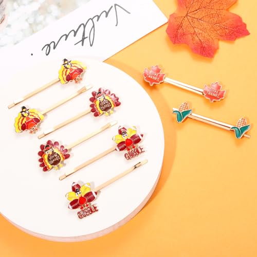 12PCS Thanksgiving Fall Hair Clips - Autumn Pumpkin & Maple Leaf Hairpins