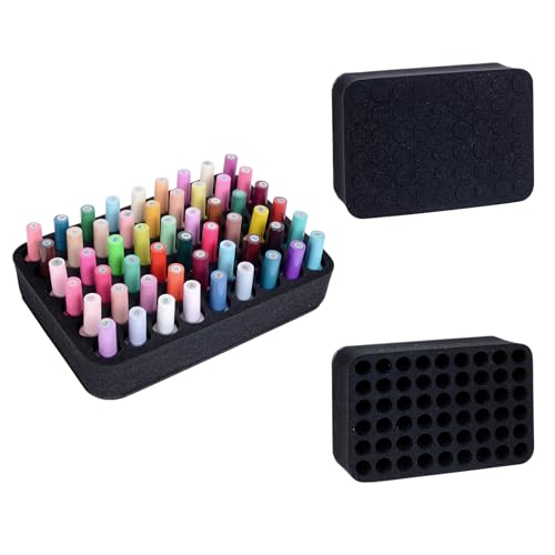 YAHOURWAT Black Nail Polish Organizer Holder Foam Tray for 54 Bottles