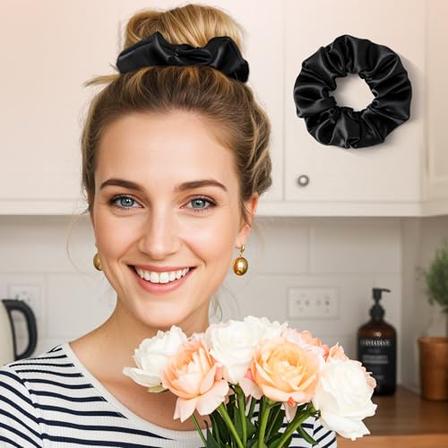 Satin Hair Scrunchies for Women - 8 Pack No-Crease Hair Ties
