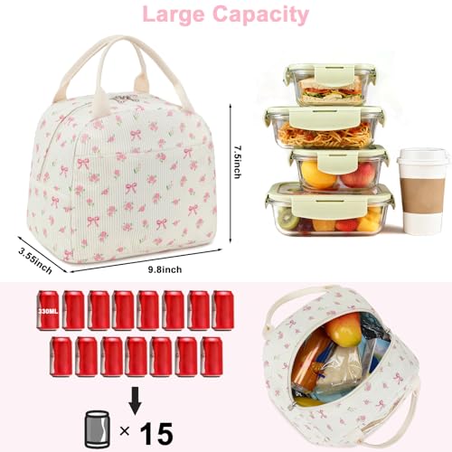 BTOOP Insulated Lunch Bag for Women & Men - Large Capacity Tote with Bow Design