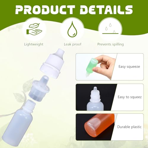 50 Pcs 10ml Plastic Dropper Bottles, Leak-Proof Squeezable Liquid Containers