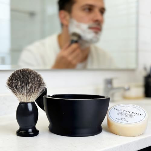 Purebadger Shaving Brush Set for Men - 3pcs Kit with Bowl & Soap