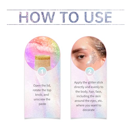 EBHDEH Gold Face and Body Glitter Stick Neon Rave Festival Makeup