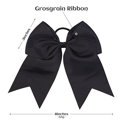 8 Inch Cheer Hair Bows - 2 Pack Large Bows for Girls with Ponytail Holder