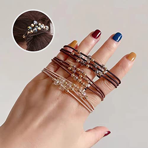 10pcs Small Gold Bead Hair Ties for Women, Elastic Ponytail Holders, Multi Colors