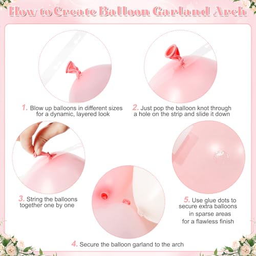 Pink Balloon Arch Kit - 124Pcs for Baby Showers & Weddings