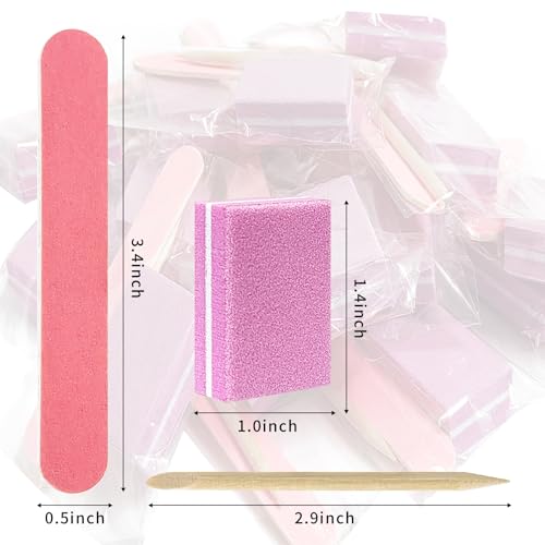 Hozziii Pink Disposable Manicure Tool Kit with 80/100 Grit Files, 40-Count