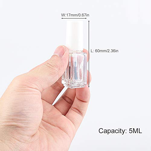 GTHER 20PCS 5ML White Glass Nail Polish Bottles with Brush, Funnel & Mixing Balls