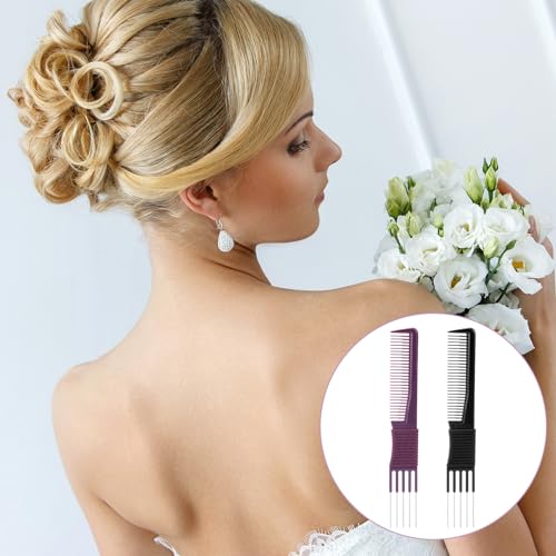 2 Pack Teasing Combs with Metal Picks for Hair Styling