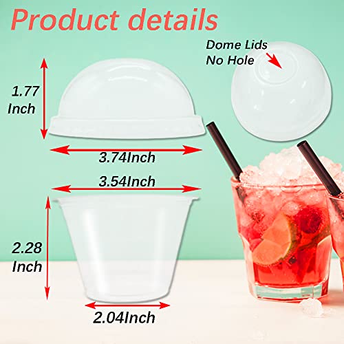 50 Pack 6 oz Clear Plastic Cups with Dome Lids - Disposable Dessert Cups