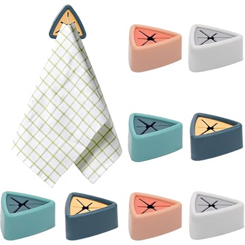 8 Pack Adhesive Kitchen Towel Holders - No Drilling, Push-Grip Design