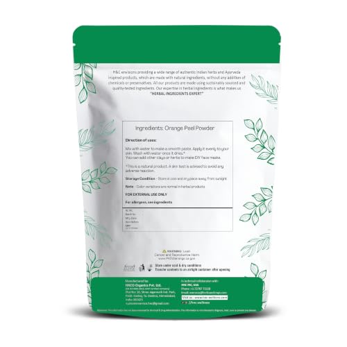 H&C Organic Orange Peel Powder for Face Masks, 227g - Natural Skin Care