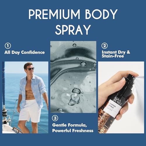 AQUA BLANCE Men's Body Spray, Long-Lasting Fragrance Set, 3 x 3.4 Fl Oz