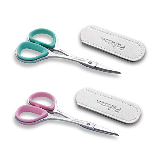 Pafason Travel Nail Scissors Set Pink & Green - Curved & Straight Blade Manicure Pedicure Tools